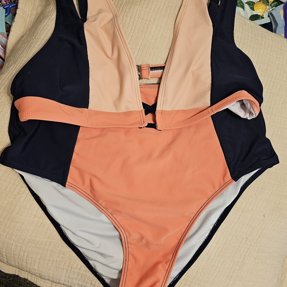 Rose And Navy Cupshe 2 Piece Bathing Suit Xl